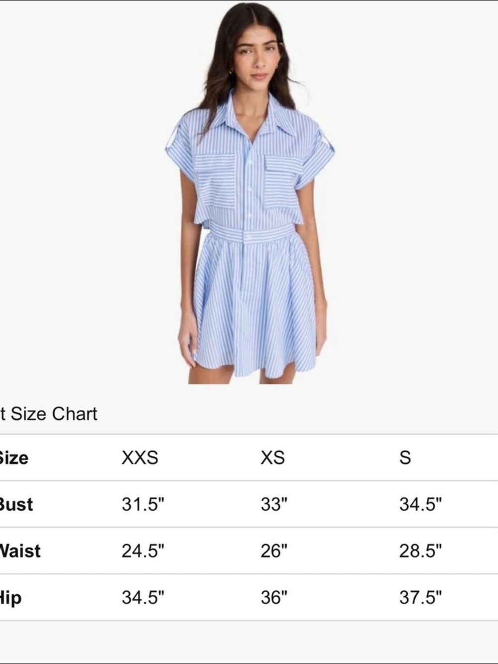 Striped Light Blue Cropped Button-Down Shirt - Picture 5 of 7